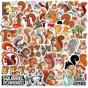 Cute Squirrel Stickers for Kids Teens Adults, 50 PCS Cartoon Squirrels Vinyl Waterproof Laptops Decorative Decals, Yiwuzxmy Aesthetic Animals Bumper Journal Helmet Stationery DIY Sticker