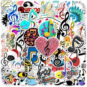 60Pcs Music Stickers for Water Bottles Vinyl Musical Note Stickers for Kids Waterproof Music Stickers for Laptop Guitar Hydroflask Scrapbooking Journaling (Musical Note)