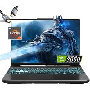 ASUS TUF Gaming Laptop 2024 - AMD Ryzen 7 7735HS Beat i7-12650H - RTX 3050 - Backlit Keyboard RGB - 15.6" FHD Display 144Hz - 32GB DDR5 RAM - 1TB PCIe SSD - Gaming PC - HDMI Cable