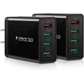 USB C Wall Charger Fast Charge 3.0 Boxeroo 4-Port 2Pack USB Plug Block Phone Charging Adapter Compatible for Galaxy S10+ S9+ Note 10+ Note 9+ Note 8, G6 V30, HTC 10, iPhone 11 Pro Max XS Max XR