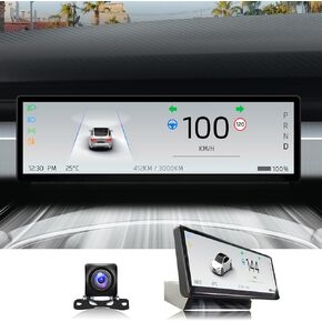 8.8 "شاشة عرض لأعلى لـ Tesla Model 3 2017-2023 & Model Y 2020-2023 ، مجموعة أدوات الشاشة التي تعمل باللمس مع عرض معلومات السيارة في الوقت الفعلي Carplay و Android