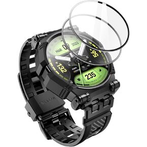 i-Blason for Samsung Galaxy Watch 6 Classic Band 47mm with 2 Pack Tempered Glass Screen Protector, [Military Grade Protection] [Magnetic Charging], Watch Band for Galaxy Watch 6 Classic [47mm], Black