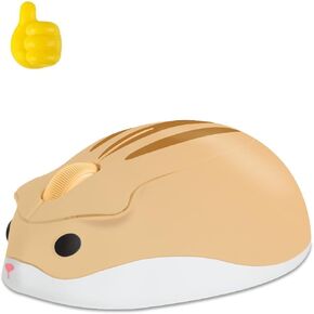 Wireless Mouse, Cute Hamster Mouse, 2.4GHz Silent Click Animal Mouse with 1 Random Color Cord Holder, USB Cordless Gaming Mouse for Laptop Computer Notebook MacBook-Yellow