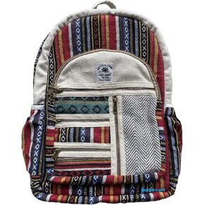 Small Hemp Backpack Lightweight Traveling Backpack Cotton Stripe Nepali Backpack Himalayan Backpack Small Cotton Bag Size: SMALL and COMPACT 13 (Width) X 14 (Height) X 5 (Length) Inche