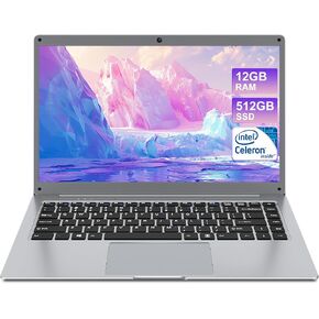 jumper Laptop Computer, One Year 365, 14 Inch FHD Display, 12GB RAM 512GB SSD, Celeron N4000 CPU, 2.4/5G WiFi, BT4.0, 2 Speakers