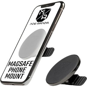 Mob Armor Slim Mount - Magsafe Car Mount, Magnetic Cell Phone Holder, MagSafe Car Accessories for Women & Men, Compatible with iPhones & Androids - Sleek Industries Strongest Pull Force - Black Chrome