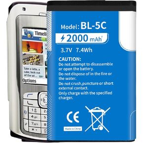 BL-5C Battery 3.7V Rechargeable [Upgrade 2000mAh] for Household Radio1000 R108 2600 2610 2626 2700C 2710 2710c 2730c 3100 3105 3109C with Current Protection