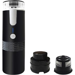 SOONHUA Car Electric Coffee Maker, Portable Rechargeable Office Espresso Machine Compatible with Ground and K-Cup Capsules Hand Coffee Make Perfect for Trips, Camping, Work & School