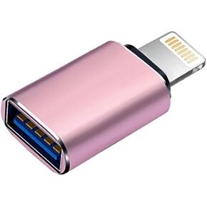 Lightning to USB Camera Adapter, Apple MFi Certified USB OTG Cable Converter for iPhone 14 13 12 11 Pro Max XS XR X 8 iPad, Support Connect Camera, Card Reader, USB Flash Drive, MIDI Keyboard (Pink)