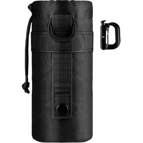 IronSeals Tactical Water Bottle Pouch Foldable Molle Water Bottle Holder Drawstring Open Top Travel Water Bottle Bag for Backpack Camping Outdoor