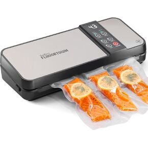 Guy Fieri's Flavortown Compact Vacuum Sealer with Built-In Roll Storage and Dry & Moist Modes - Includes Starter Kit (5) Quart Size Bags, 10ft Roll, and Accessory Hose for Containers and Bottles
