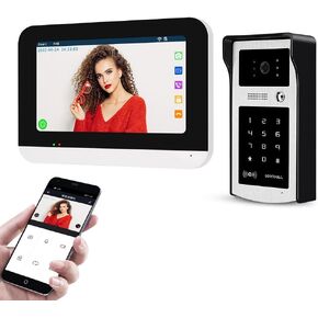 7 Inch 1080P Wifi Smart Video Door Phone Intercom System For 1-Family house,Touch Screen,Waterproof Night Vision HD Camera,Tuyasmart App Password RFID Key Unlocking