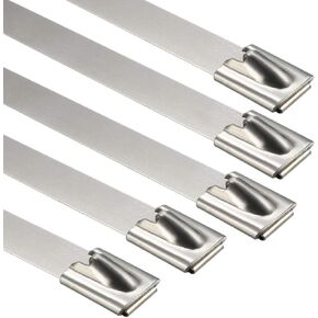 uxcell 20 Inch Stainless Steel Cable Zip Ties Multi-Purpose Metal Exhaust Wraps 20pcs for Exhaust Wrap, Outdoor Fence