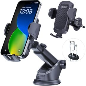 [Military-Grade] 3-in-1 Car Phone Mount [Bumpy Road Friendly] Phone Holder for Your Car Dashboard Windshield Vent for All iPhone,Samsung,and Other Phones