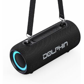 Dolphin LX-30 Waterproof Bluetooth Speaker, 26W Loud Portable Boombox, Water Resistant IPX5, Long-Lasting Battery, Bass, 5.3, Pool, Shower, Beach, Outdoor w Shoulder Strap, Rechargeable