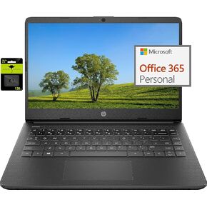 HP 14" Ultral Light Laptop for Students and Business, Intel Quad-Core N4120, 8GB RAM, 192GB Storage(64GB eMMC+128GB Micro SD), 1 Year Office 365, Webcam, HDMI, WiFi, USB-A&C, Win 11 S