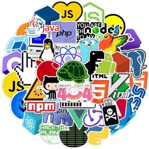 Cute Hacker Stickers Pack, 50pcs Programming Stickers for Programmer Engineer, Computer Stickers for Laptop Water Bottle, Vinyl Waterproof Stickers for Teens Adults (Program)