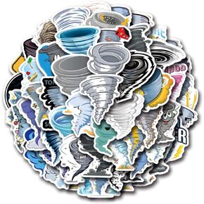 Tornado Stickers for Water Bottle, 55pcs Storm Chaser Waterproof Stickers for Laptop Scrapbook, Vinyl Cool Weather Stickers for Kids Teens Adults