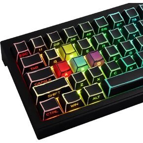JOMKIZ PBT Keycaps,128 Keys Dye Sublimation Cherry Profile Keycaps Side Engraved Transparent Keycap Set for Cherry MX Switches ASIN/ISO Layout Mechanical Keyboards