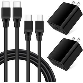 Type C Charger Adaptive Super Fast Charger لـ Samsung Galaxy S25/S24 Fe/S23 Ultra/S22/A16/A35/A25/A15/A54/A14/A13/A53/A23/S21/Z مربع شاحن الحائط 6 أقدام و Charroid Charger Cable in Kuwait