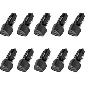 (10pack) SUNDA USB C Fast Car Charger 51W Dual Ports PD/PPS&QC3.0, Cell Phone Automobile Chargers, for Apple Smart-Phones and Android Car Charger, Compatible with iPhone 16/15 Pro/14 Mini/iPhone 13