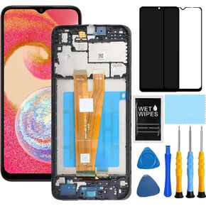 for Samsung Galaxy A04 Screen Replacement with Frame for Samsung a04 a045 Screen Replacement A045u A045a A045w A045f LCD Display digitizer Touch Screen Assembly with Repair Part Tools 6.5 inch