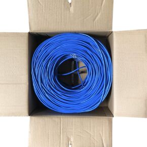 XM-C6-1000-BU Cat6 1000Ft 23AWG UTP Solid Ethernet 4-Pair Network LAN Bulk CCA Cable with Easy Pull Box, Blue Color