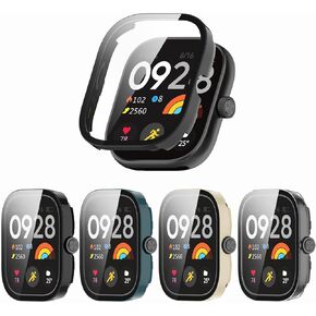 [4 عبوات] حالة واقي الشاشة مملوكة مع ساعة Redmi Watch 4/5 Smart Watch ، غطاء مقاوم للخدش للغاية مع الزجاج المقسى للنساء الرجال