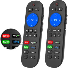 Programmed Remote for Roku Remote Replacement with Volume Key - All in One Remote Control for Roku Express, Premiere, Ultra,1 2 3 4, and Vizio TV with Extra 9 Learning Keys(Not for Roku Stick), 2 Pack