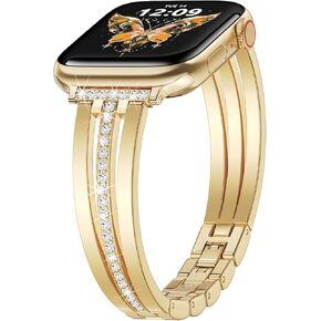 KOREDA Compatible for Apple Watch Band 38mm 40mm 41mm 42mm 44mm 45mm 46mm 49mm Series 10 9 8 7 SE Ultra Women, Slim Metal Dressy Jewelry Bracelet with Bling Diamond for iWatch Series 6/5/4/3/2/1
