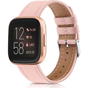 Vancle Band Compatible with Fitbit Versa 2 Bands for Women Men, Genuine Leather Band Replacement Strap for Fitbit Versa 2 / Versa SE/Versa Lite/Versa Smart Watch