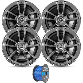 Chrome OEM Replacement Infinity 6.5" 225 Watt Waterproof Coaxial Boat Outdoor Powersports Marine Speakers Bundle - 4 Speakers