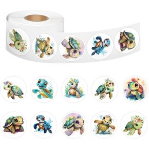500 Pcs Sea Turtle Stickers Roll for Kids, Colorful Turtle Stickers Cartoon Sea Turtle Label Stickers and Decals for Water Bottle Computer Craft Supplies Classroom Rewards Party Favors