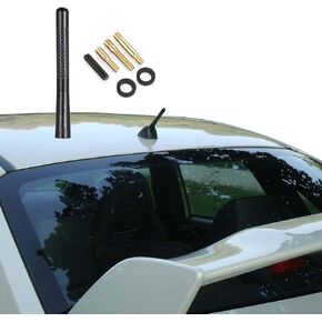 Jsorum 4.7 Inch Carbon Fiber Short Automotive Antenna, Short Carbon Fiber Radio Antenna, Carbon Fiber Antenna, Universal Car Antenna Replacement for Ford Focus, Black