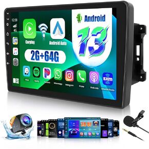 2+64G Android 13 CarPlay Car Stereo Radio for Jeep Wrangler JK Compass Grand Cherokee Dodge Ram, 10.1'' HD Touch Screen Android Auto, AHD Backup Camera, GPS Navigation, WiFi, FM RDS
