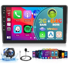 Car Radio for Ford Transit 2009-2016/Ford Focus 2005-2008: [2G+64G] 9 inch Car Stereo with Wireless Carplay Android Auto, Android Radio for Focus with GPS Bluetooth WiFi SWC FM RDS DSP 26UI