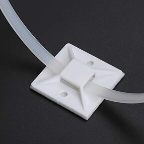 10Gtek Self Adhesive Cable Tie Mounts - 3M Strongly Adhesive-Backed Zip Tie Base Holders for Home, Office Cable Wire Management(19.5mm x 19.5mm, White, 100pack)