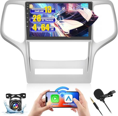 [8-Core 4+64g] Android 13 لجيب جراند شيروكي 2008-2013 سيار مع راديو Carplay اللاسلكي Android Auto ، Hikity 9 '' شاشة اللمس Radio GPS GPS Link WiFi Cam Cam Bluetooth FM RDS in Kuwait