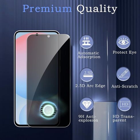 [2+2] Privacy Screen Protector for Samsung Galaxy S24 FE, 2* Anti-Spy Tempered Glass Film + 2* Camera Lens Protector, 3D Full Coverage, 9H Hardness, Upgrade Edge Protection, Easy Installation, Bubble Free in Kuwait
