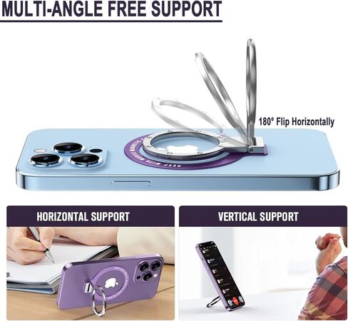 حامل حلقة الهاتف لخاتم Magsafe - فائق الرقيق (0.3 مم) للملصقات Magsafe و Coell Phone Ring Finger Kickstand متوافق مع إكسسوارات iPhone Samsung - Silver in Kuwait