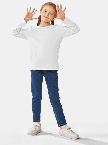 Cooraby 5 Pack Girls Long Sleeve Tees Girls' Soft T-Shirts Kids Basic Crewneck T-Shirts Top for Teen Youth Girls, 2T-16Y in Saudi Arabia