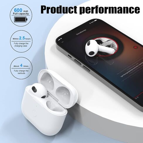 حالة الشحن اللاسلكية متوافقة مع حالة شحن الجينات الثالثة AirPods ، حالة بديلة لغطاء حالة الشاحن Air Pod 3 مع زر مزامنة الاقتران من Bluetooth (غير مدرجة) ، أبيض in Saudi Arabia