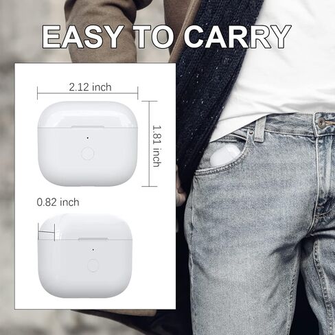 حالة الشحن اللاسلكية متوافقة مع حالة شحن الجينات الثالثة AirPods ، حالة بديلة لغطاء حالة الشاحن Air Pod 3 مع زر مزامنة الاقتران من Bluetooth (غير مدرجة) ، أبيض in Saudi Arabia