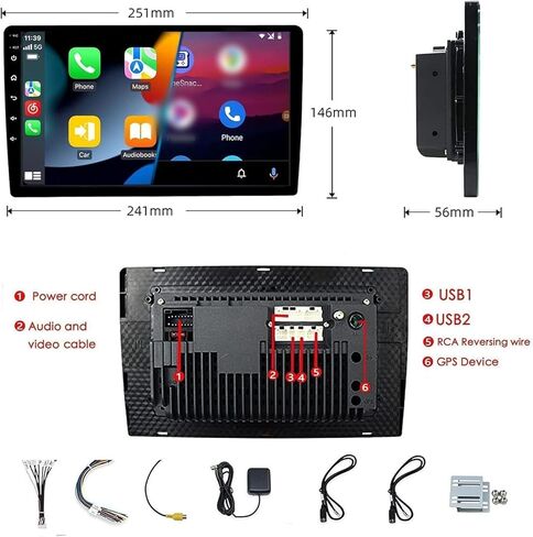 10 بوصة Android 13 Double Din Car Stereo Radio و Car Head وحدة تعمل باللمس تدعم الشاشة اللاسلكية Carplay و Android Auto/GPS Camerigation/SWC/Backup Camera/Bluetooth FM in Kuwait