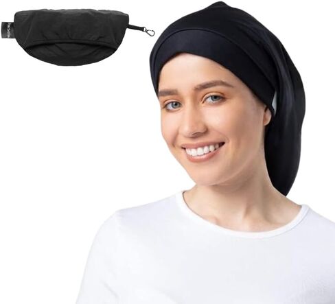 قبعة المطر النسائية Hairbrella Lite للشعر الطويل - قبعة حماية الشعر مقاومة للماء مبطنة بالساتان مع حزام قابل للتعديل | قابلة للطي in Kuwait