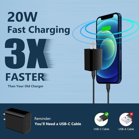 Type C Charger Adaptive Super Fast Charger لـ Samsung Galaxy S25/S24 Fe/S23 Ultra/S22/A16/A35/A25/A15/A54/A14/A13/A53/A23/S21/Z مربع شاحن الحائط 6 أقدام و Charroid Charger Cable in Kuwait