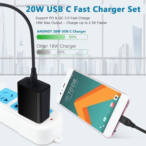 Type C Charger Adaptive Super Fast Charger لـ Samsung Galaxy S25/S24 Fe/S23 Ultra/S22/A16/A35/A25/A15/A54/A14/A13/A53/A23/S21/Z مربع شاحن الحائط 6 أقدام و Charroid Charger Cable in Kuwait