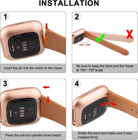 Vancle Band Compatible with Fitbit Versa 2 Bands for Women Men, Genuine Leather Band Replacement Strap for Fitbit Versa 2 / Versa SE/Versa Lite/Versa Smart Watch in Kuwait