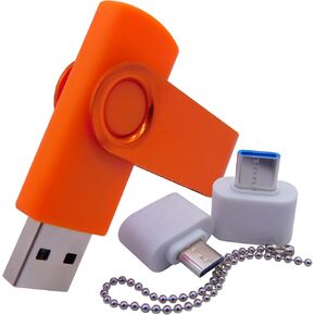 4GB USB Flash Drives Memory Sticks Thumb Drive Pen jumpdrive U Disk with Type-C/OTG Adaptor for Pupil & Students (Orange)