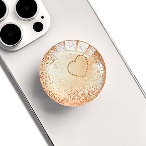 Clear Crystal Glitter Expandible Collapsible Moblile Phone Grip Stand Holder for Smartphones and Tablets Cell Phone Accessory (Heart Rose Gold)